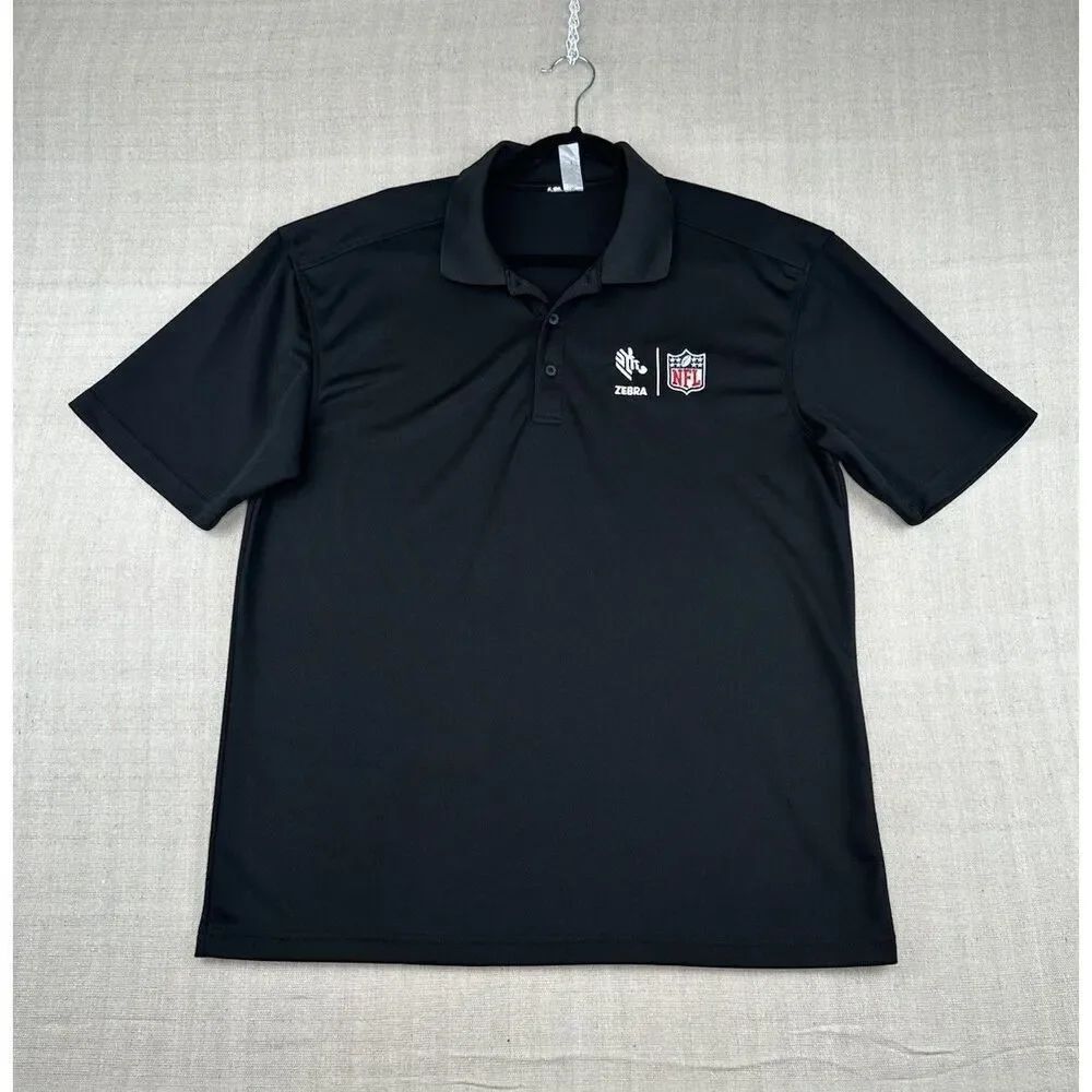 NFL Zebra Technologies Black Performance Polo Shirt Men’s Large Short Sleeve
